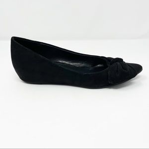 Bandolino Ressie Wedge Heels Faux Suede Bow Black